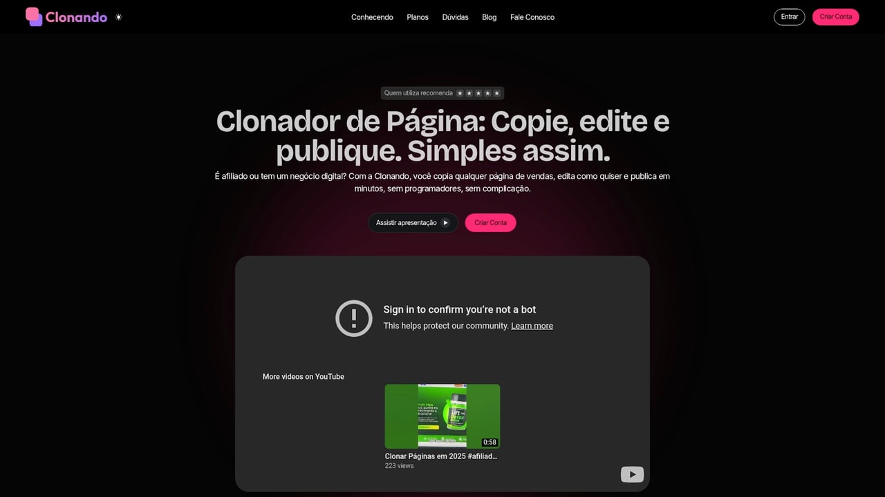 Screenshot of Clonando website