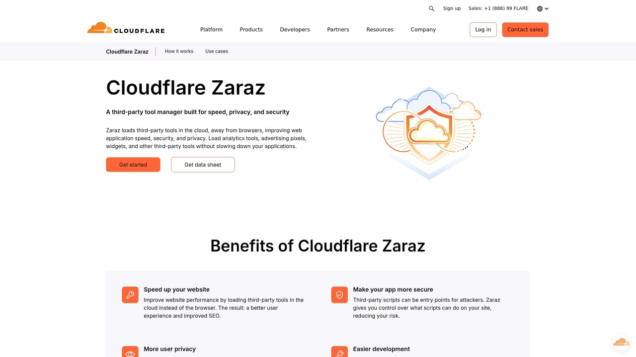 Screenshot of Cloudflare Zaraz website