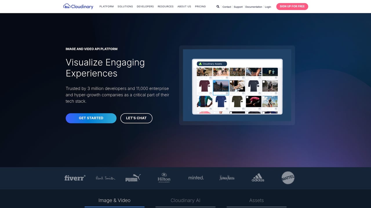 Screenshot of Cloudinary website
