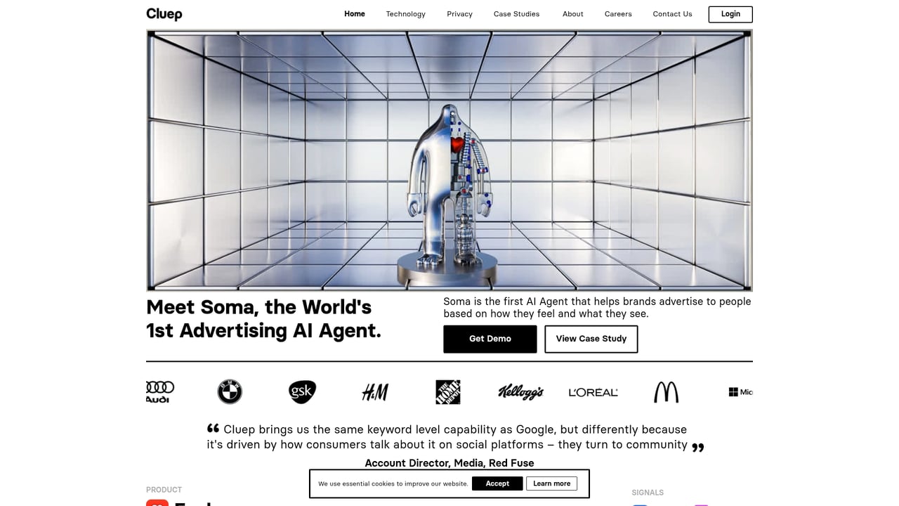 Screenshot of Cluep website