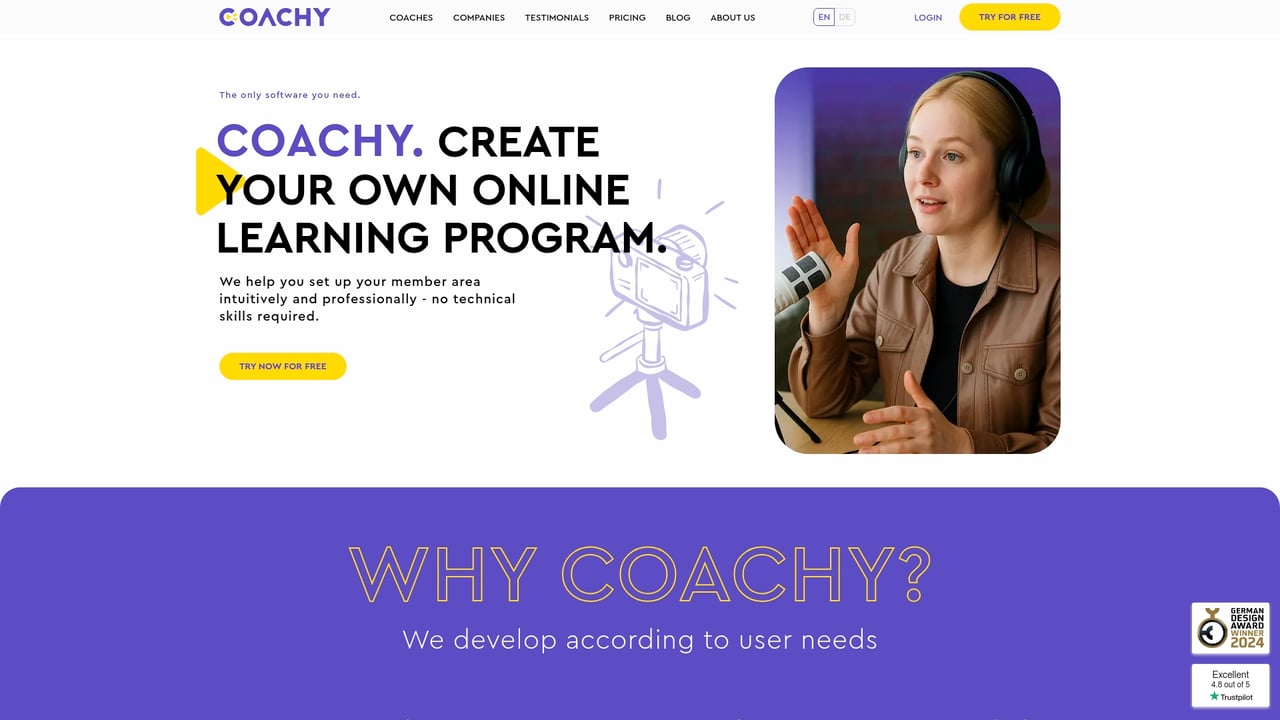Screenshot of Coachy website