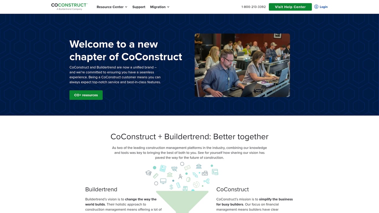 Screenshot of CoConstruct website