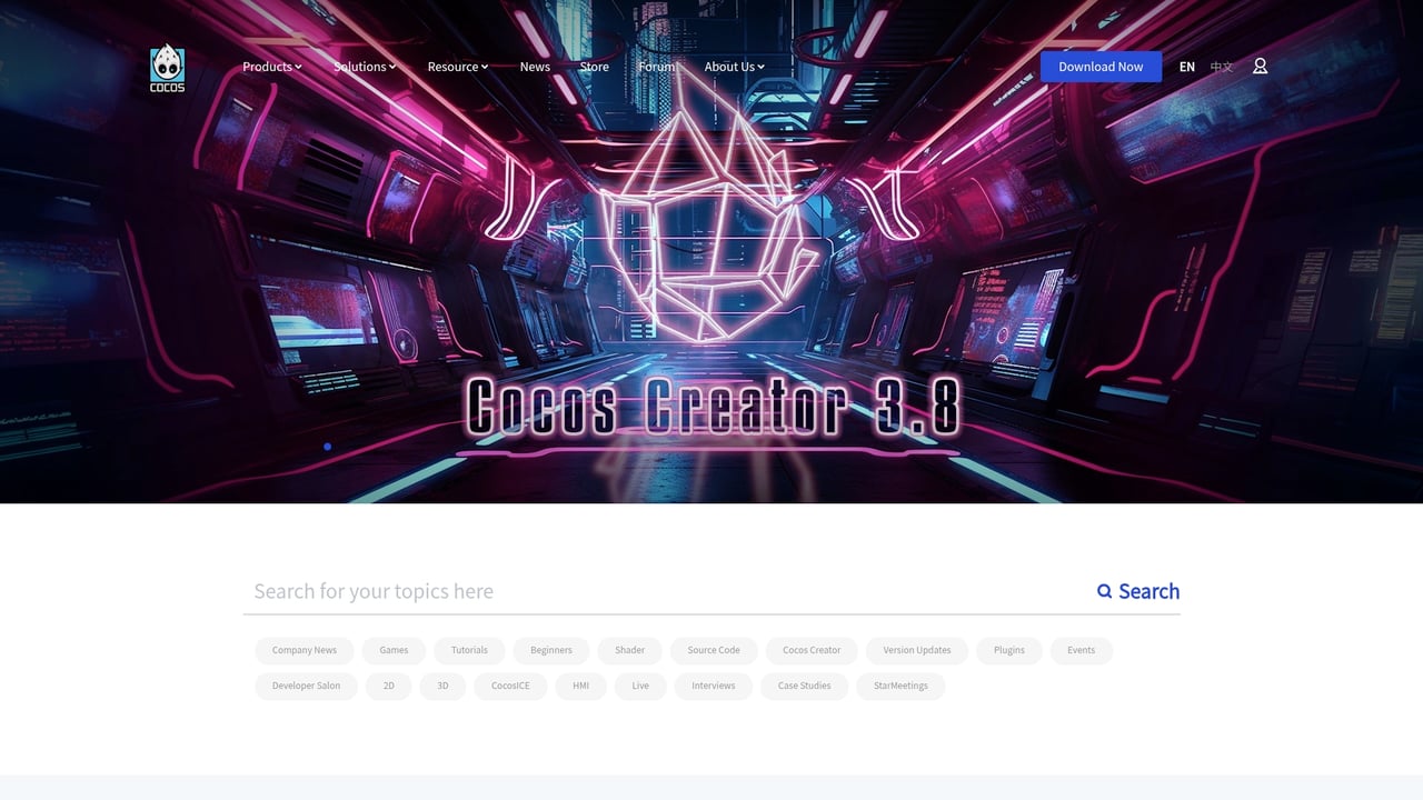 Screenshot of Cocos2d website