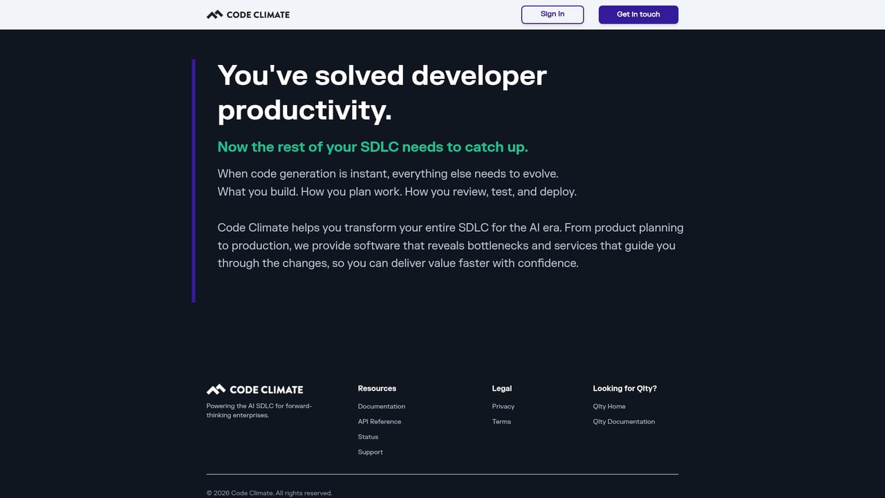 Screenshot of Code Climate website