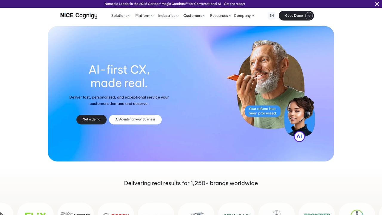 Screenshot of Cognigy website
