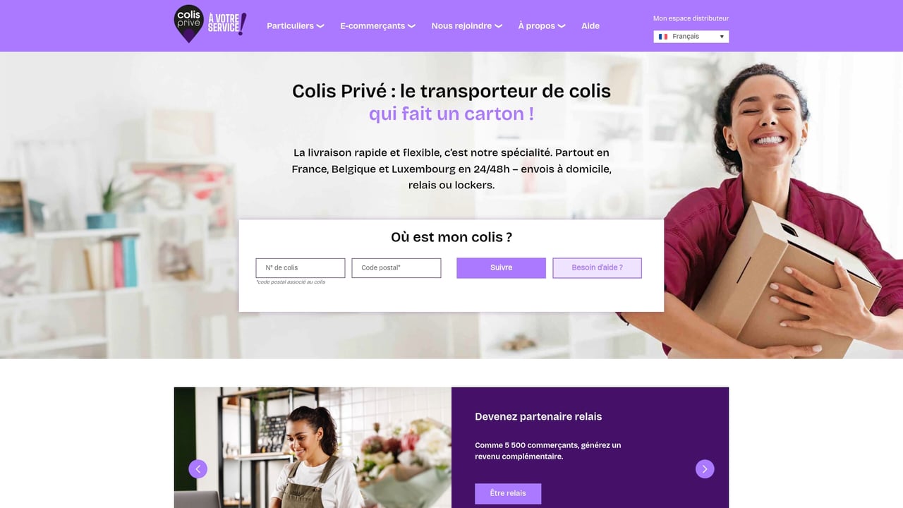 Screenshot of Colis Privé website