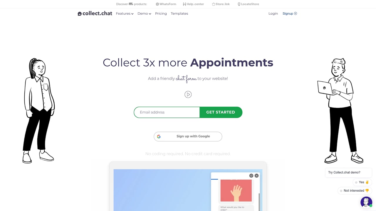 Screenshot of Collect.chat website