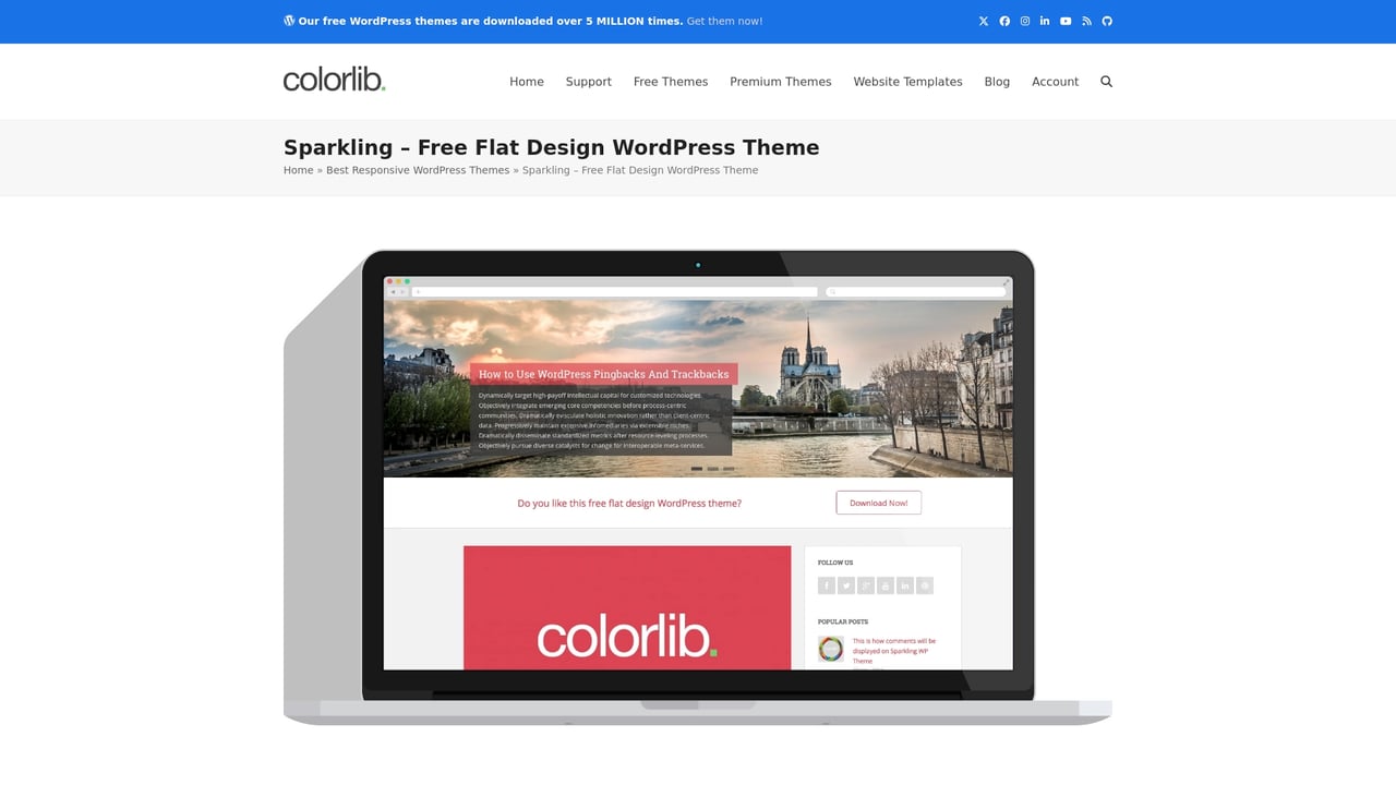 Screenshot of Colorlib Sparkling website
