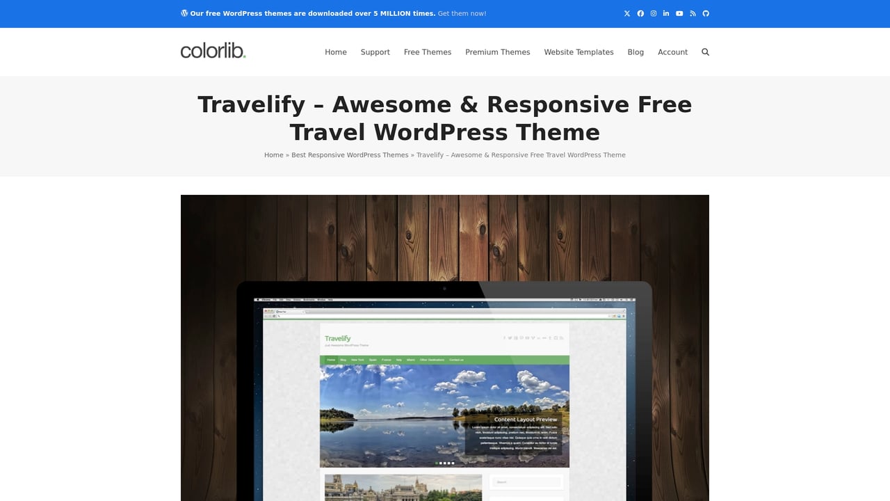 Screenshot of Colorlib Travelify website