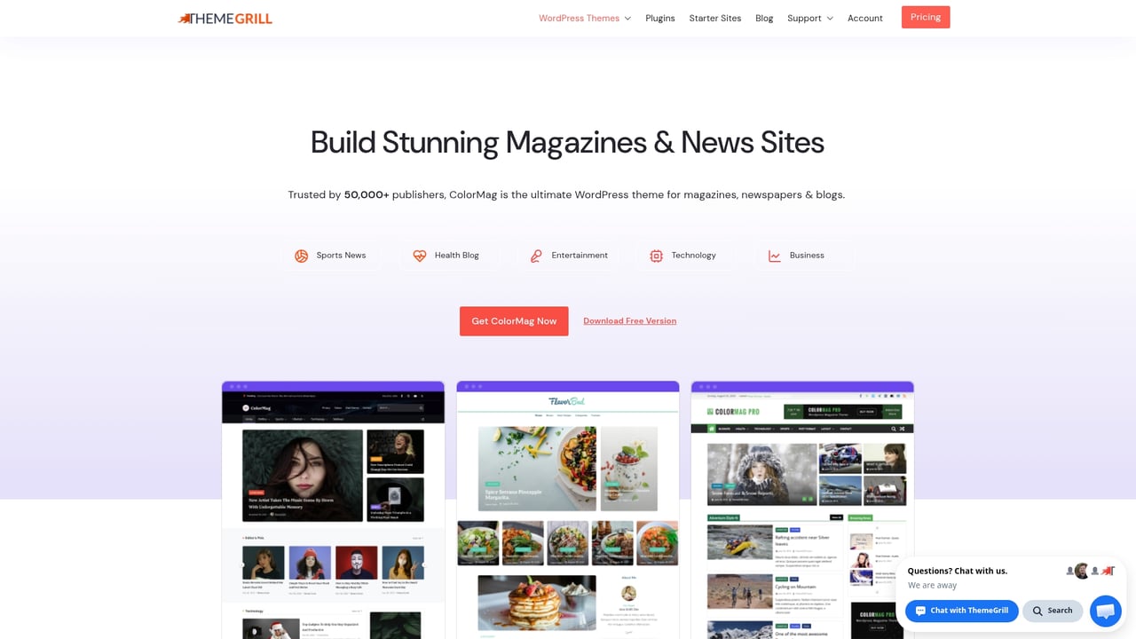 Screenshot of ColorMag website