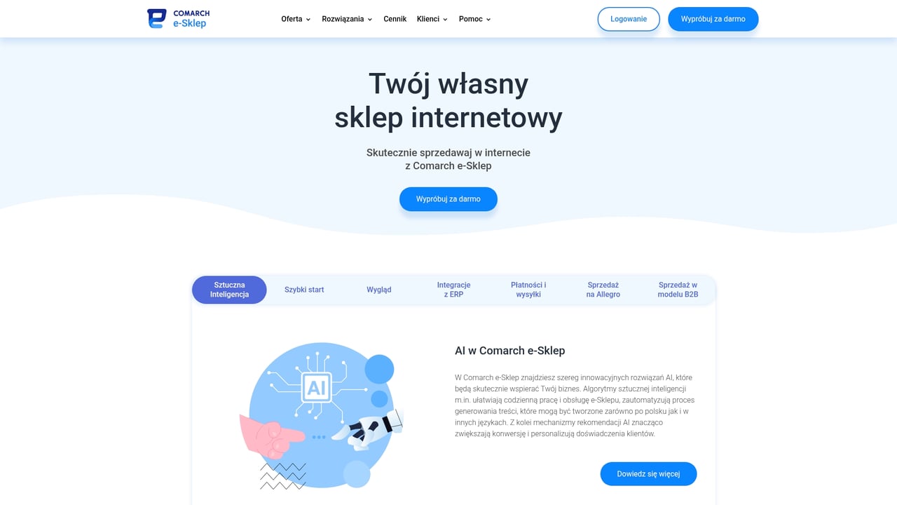 Screenshot of Comarch e-Sklep website