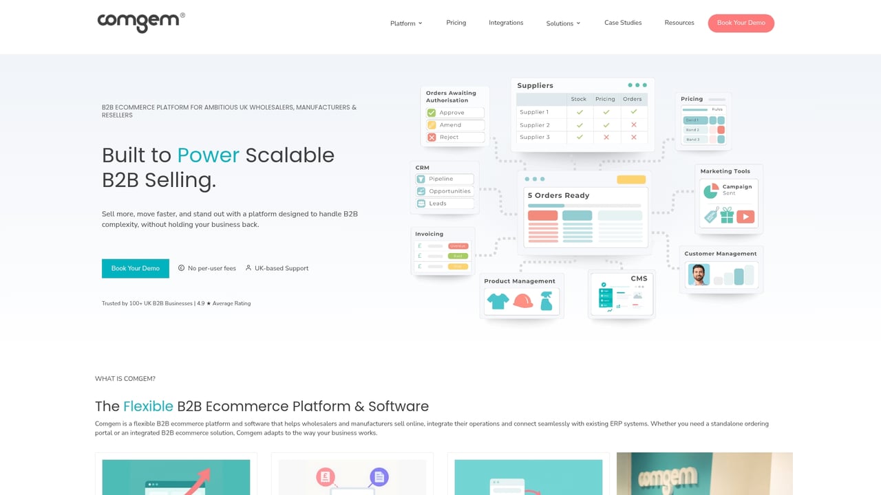 Screenshot of Comgem website