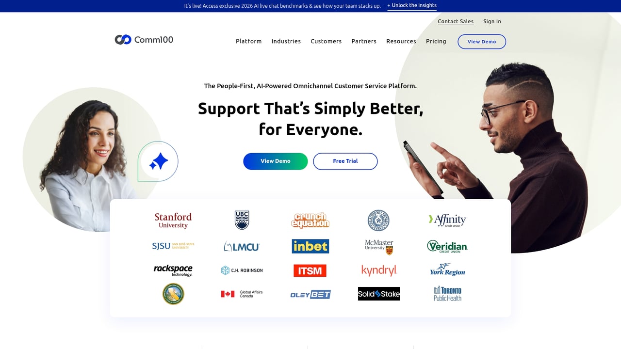 Screenshot of Comm100 website