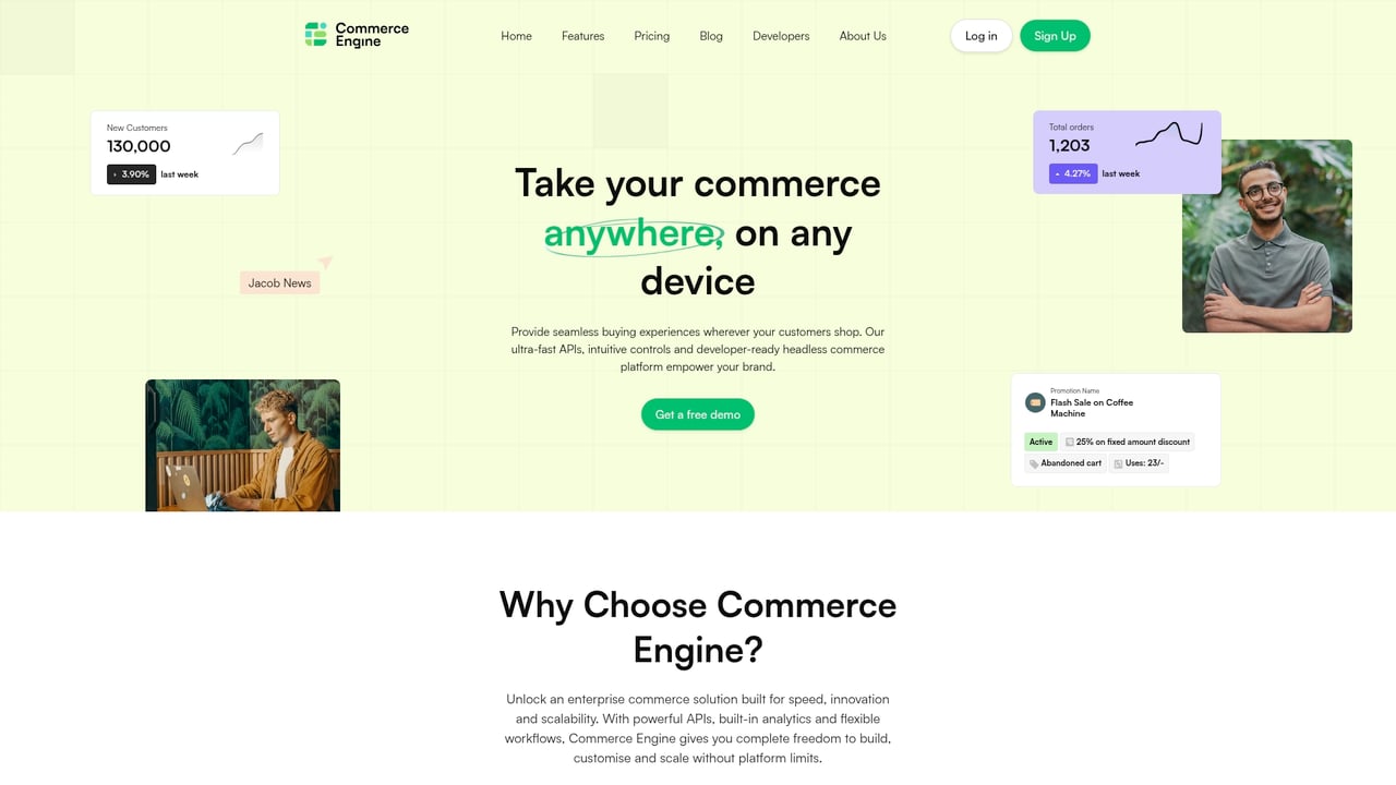 Screenshot of Commerce Engine website