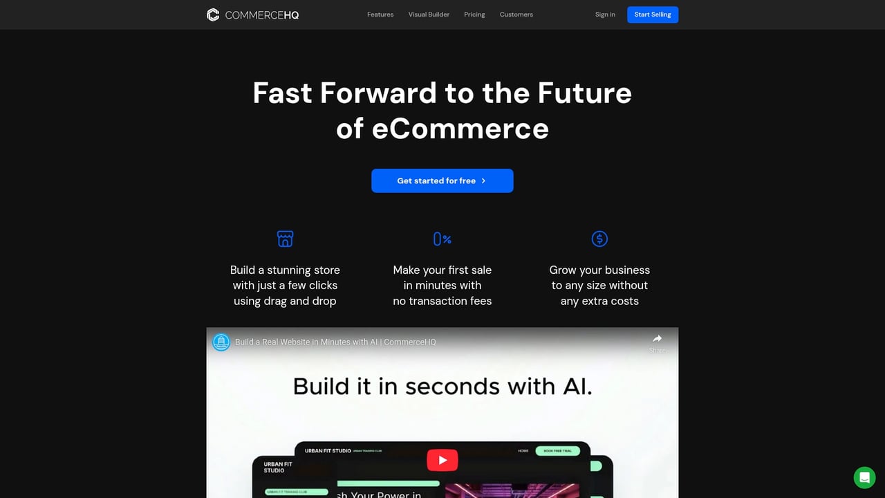 Screenshot of CommerceHQ website