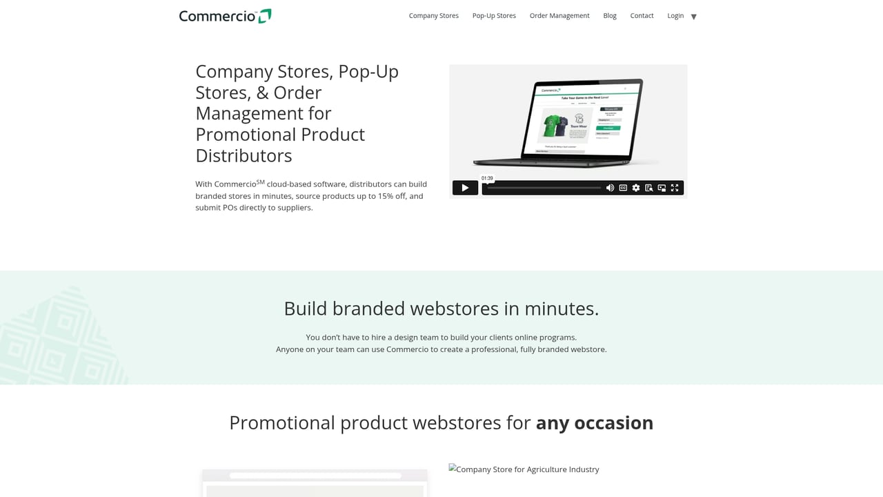 Screenshot of Commercio website