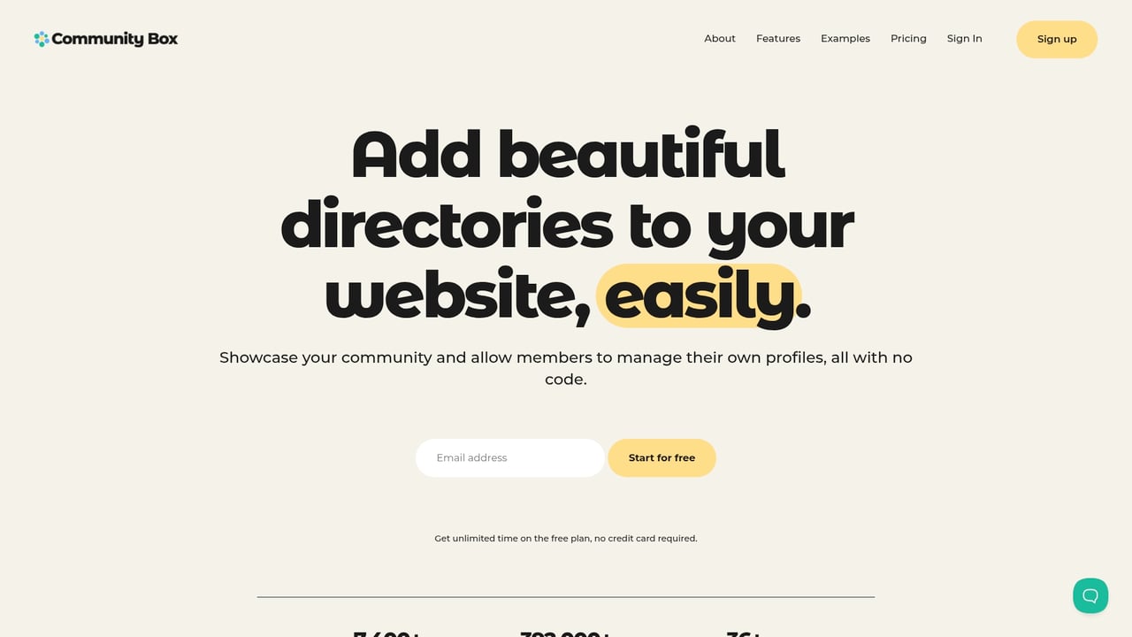 Screenshot of Community Box website