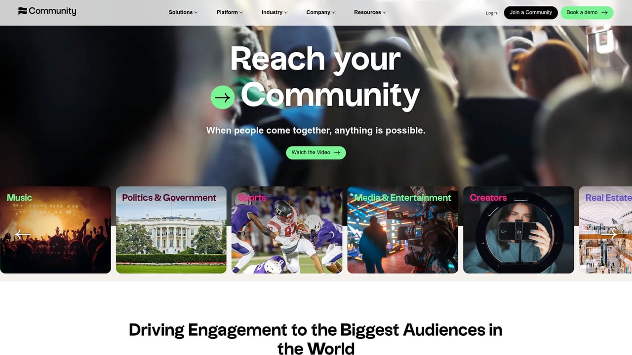 Screenshot of Community website