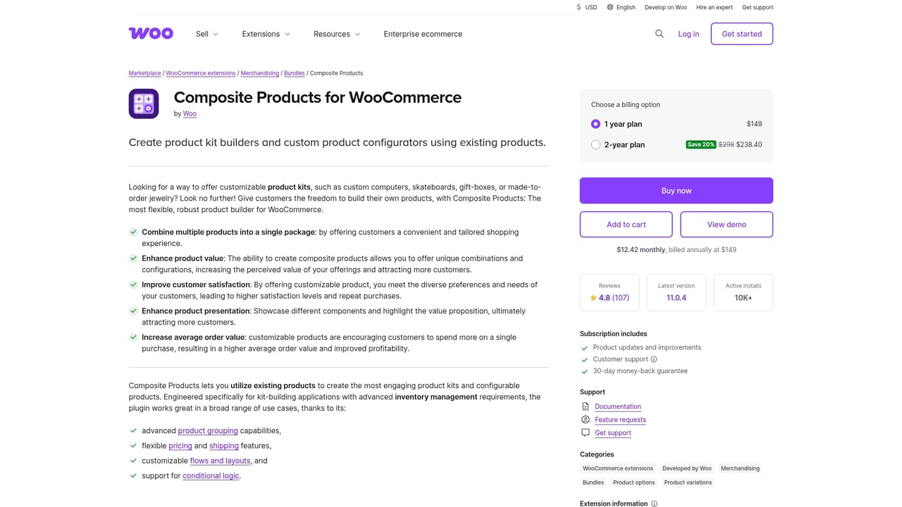 Screenshot of Composite Products website
