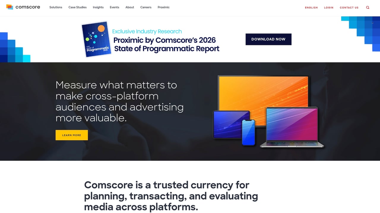 Screenshot of comScore website