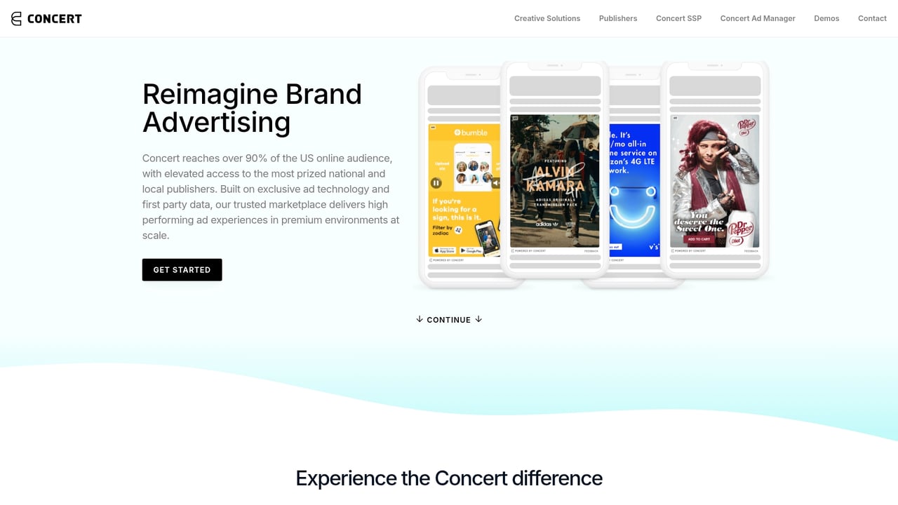 Screenshot of Concert website