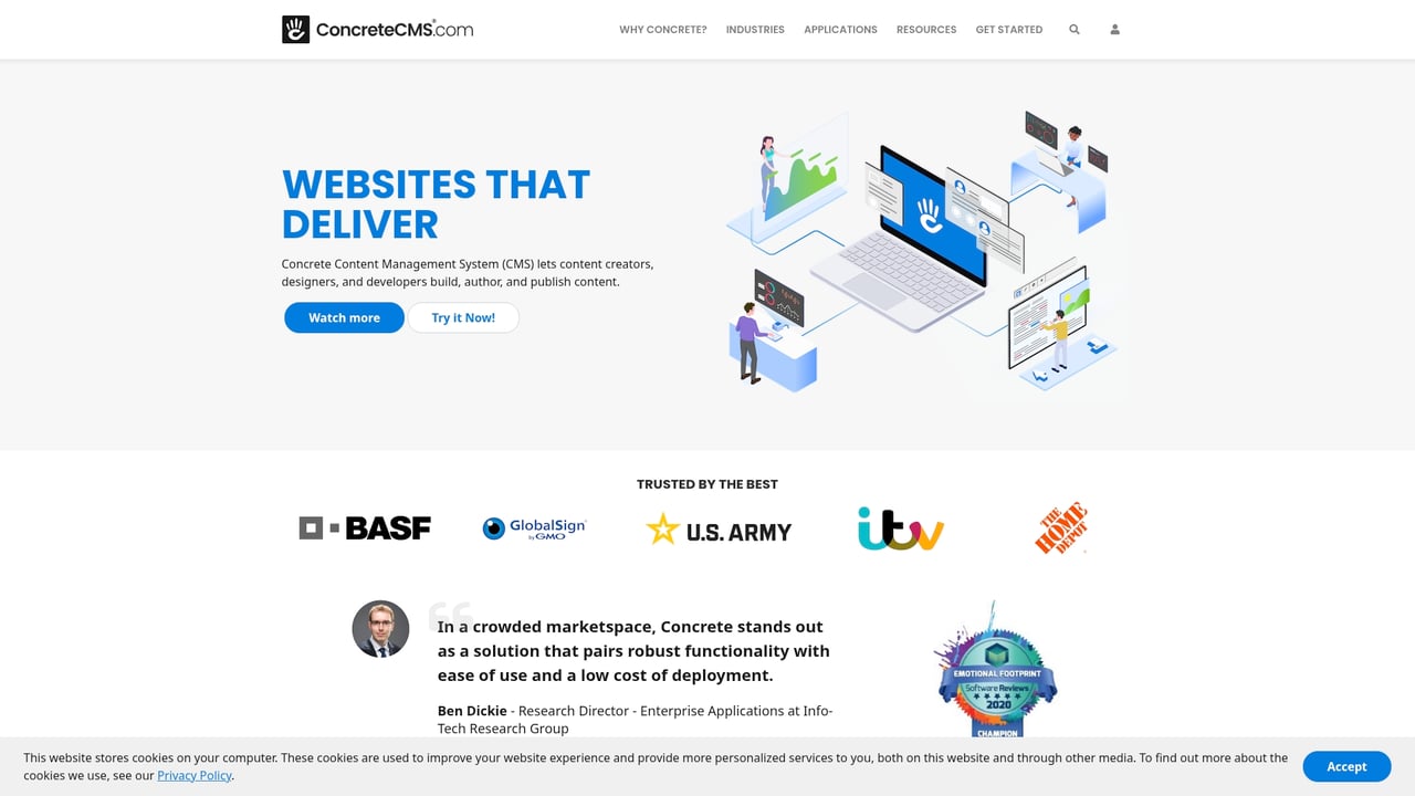 Screenshot of Concrete CMS website