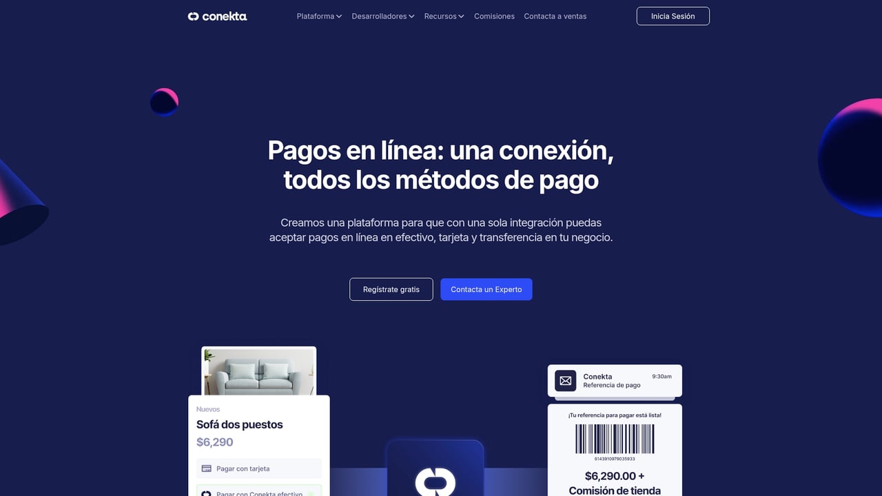 Screenshot of Conekta website