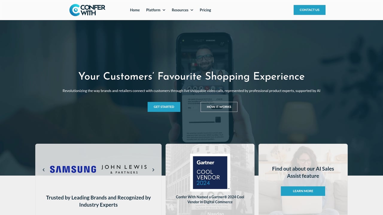Screenshot of Confer With website