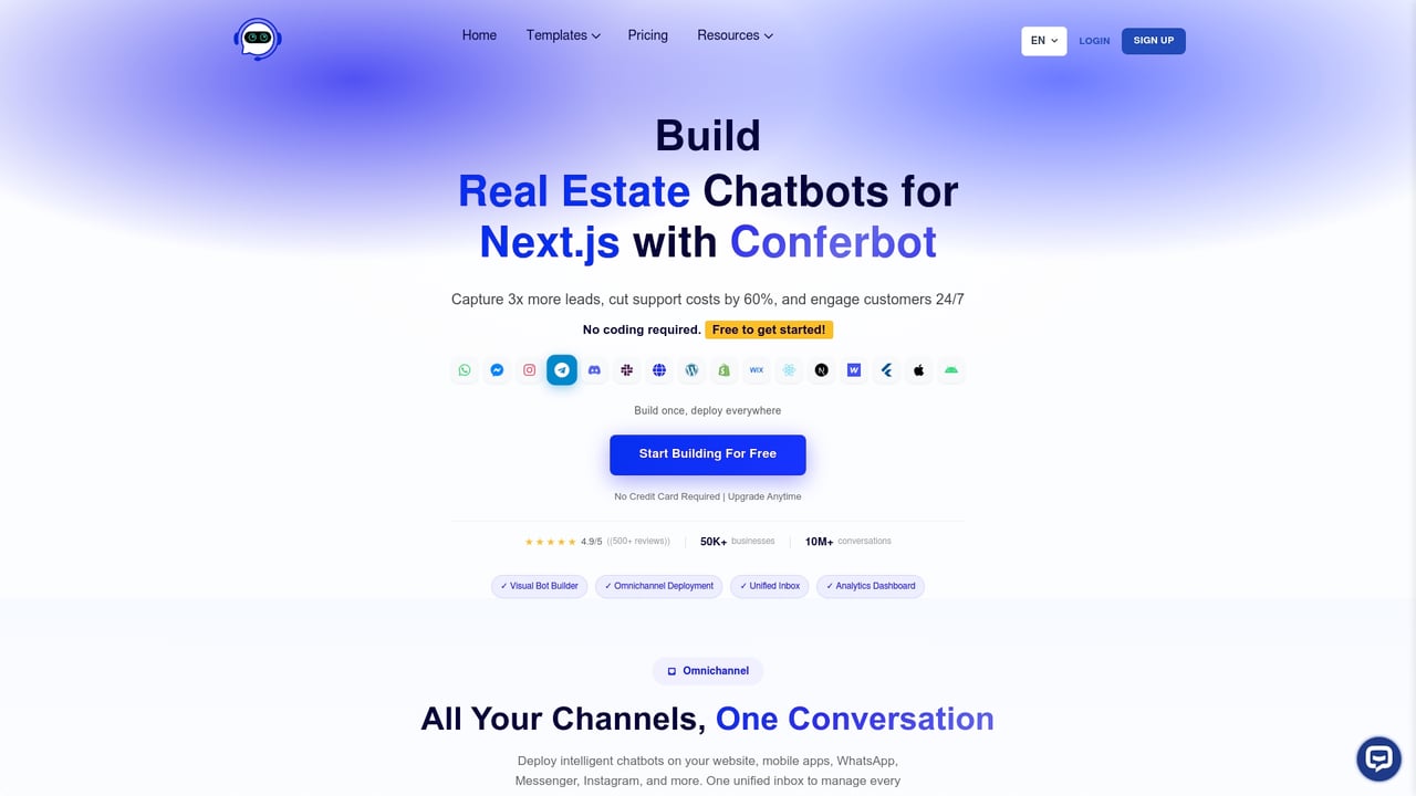 Screenshot of Conferbot website