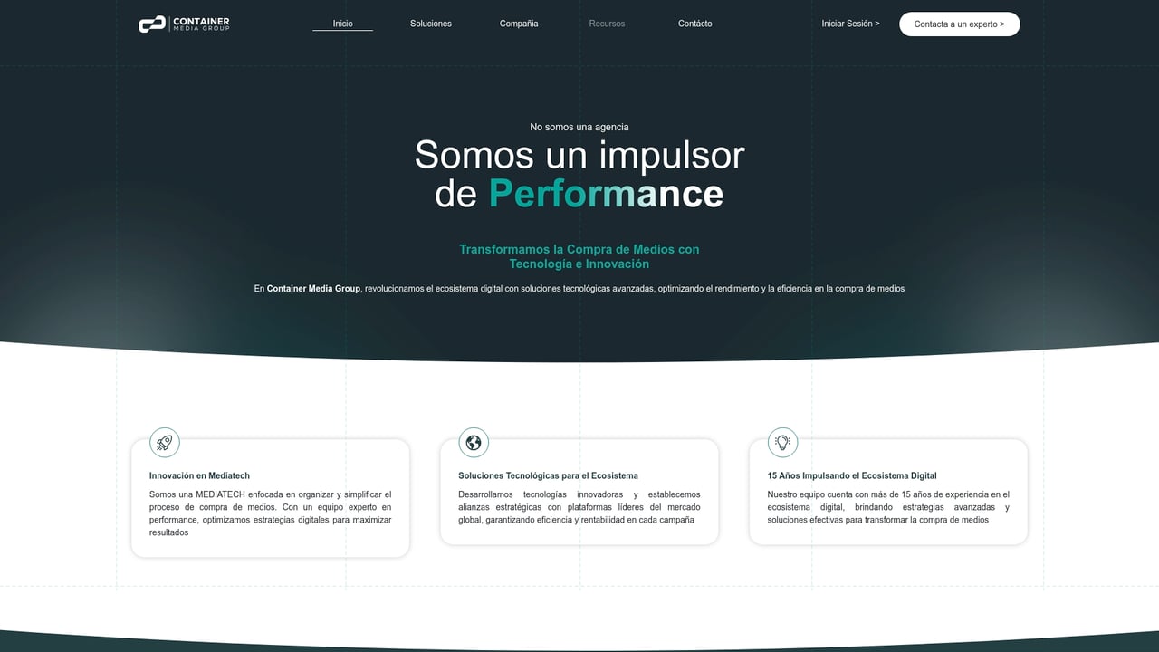 Screenshot of Container Media Group website