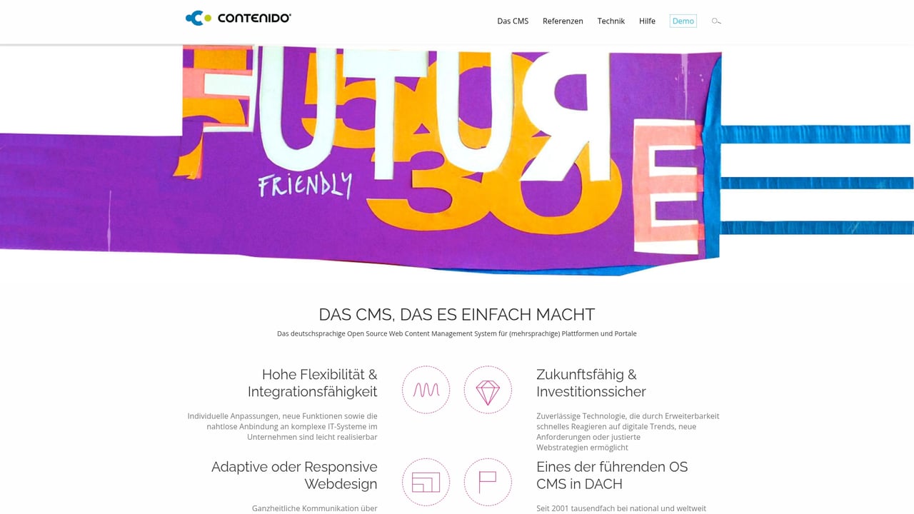 Screenshot of Contenido website