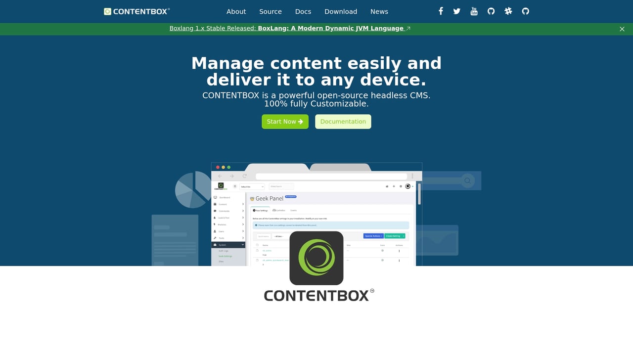 Screenshot of ContentBox website