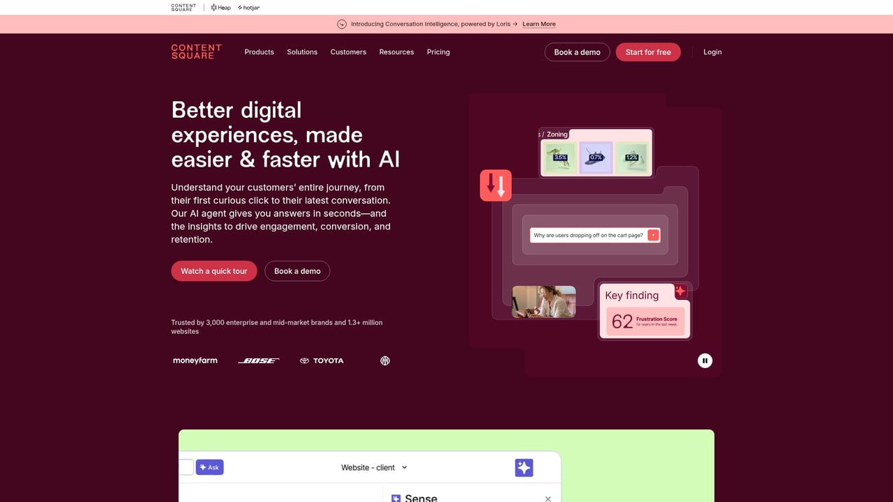 Screenshot of Contentsquare website