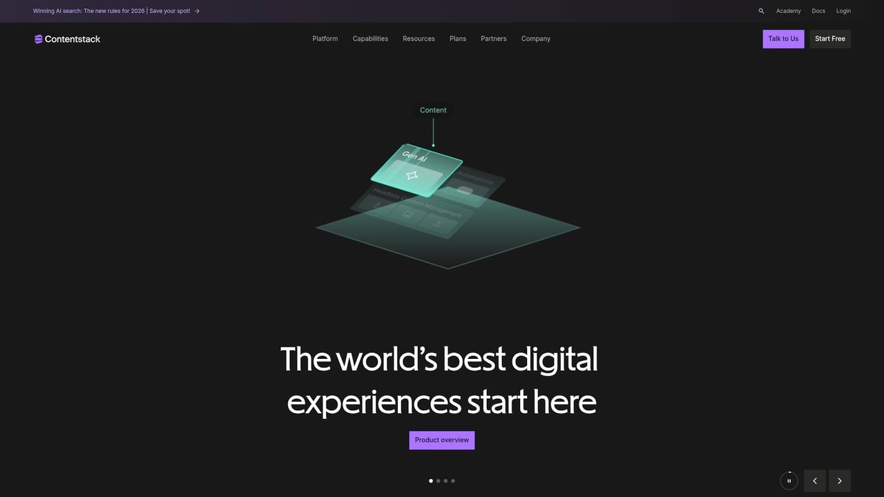Screenshot of Contentstack website