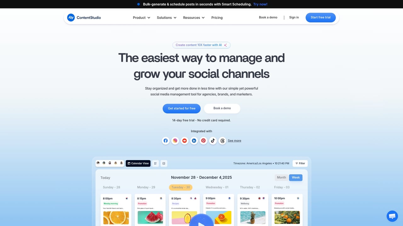 Screenshot of ContentStudio website