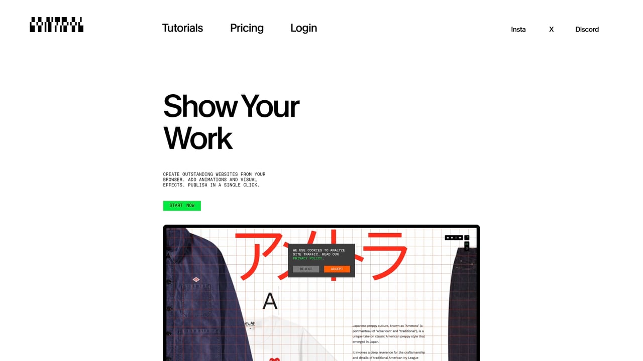 Screenshot of Control website