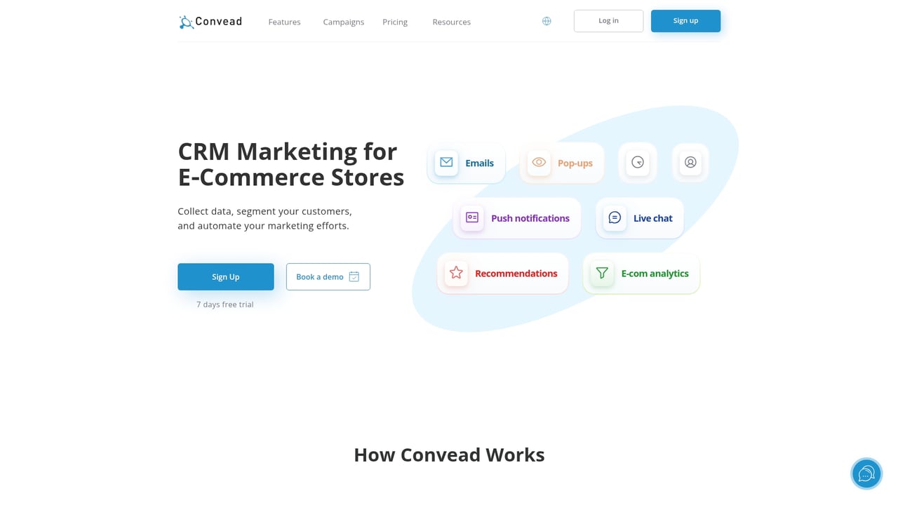 Screenshot of Convead website