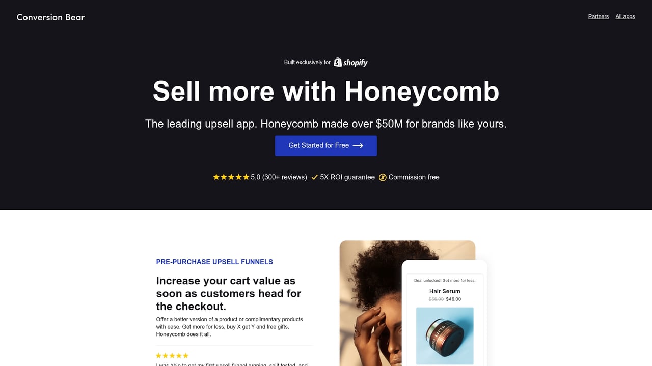 Screenshot of Conversion Bear website