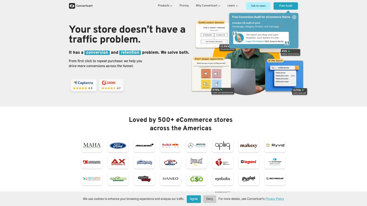 Screenshot of Convertcart website