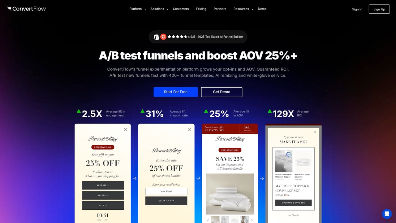 Screenshot of ConvertFlow website