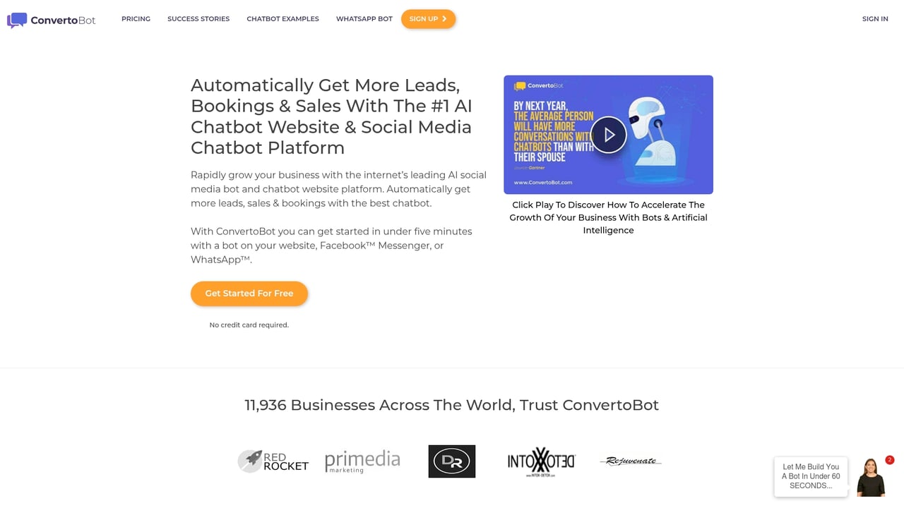 Screenshot of ConvertoBot website