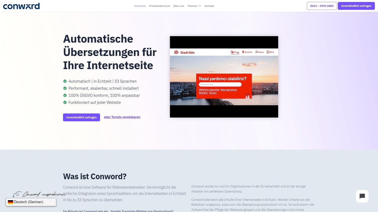 Screenshot of Conword website