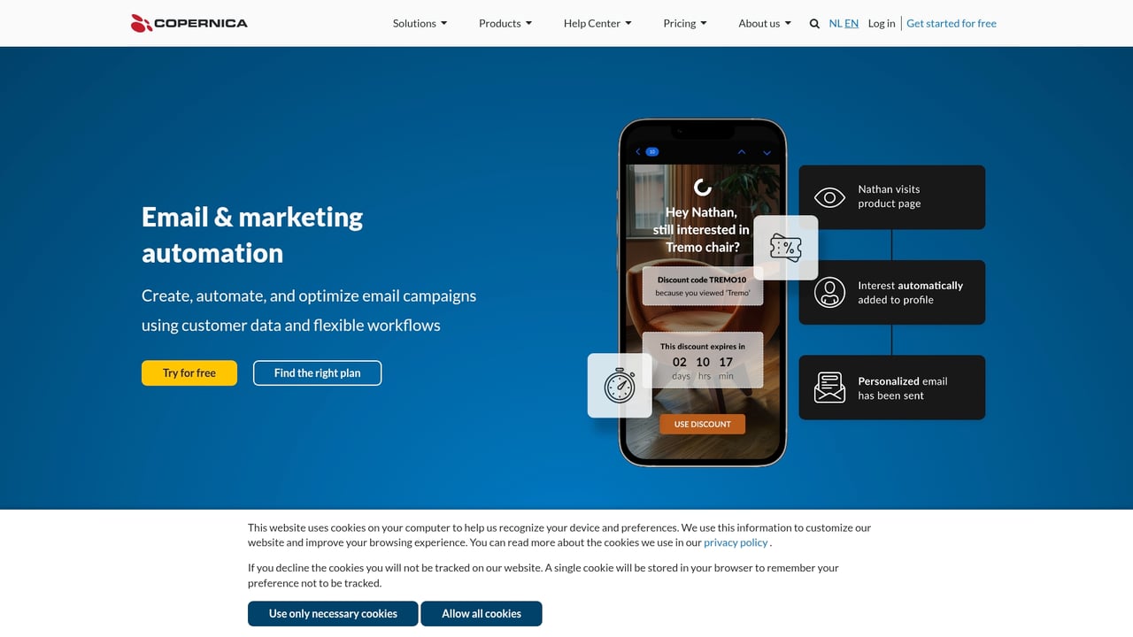 Screenshot of Copernica website