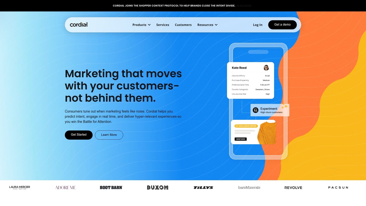 Screenshot of Cordial website