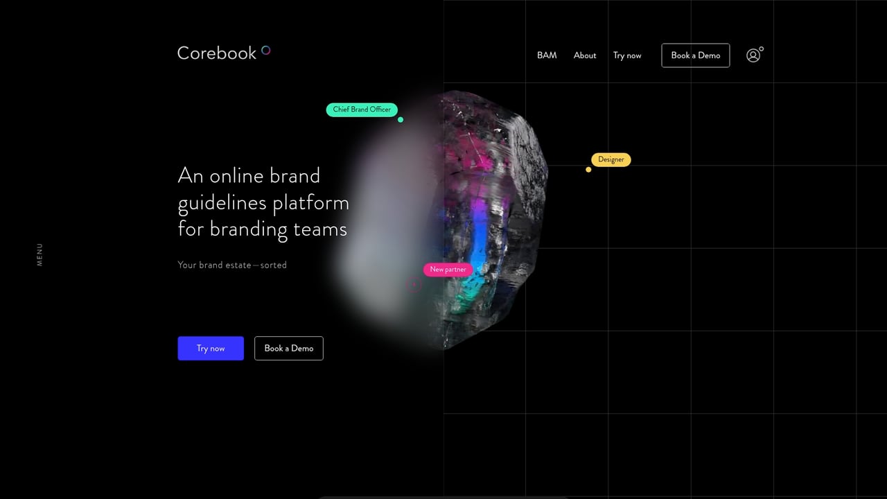 Screenshot of Corebook website