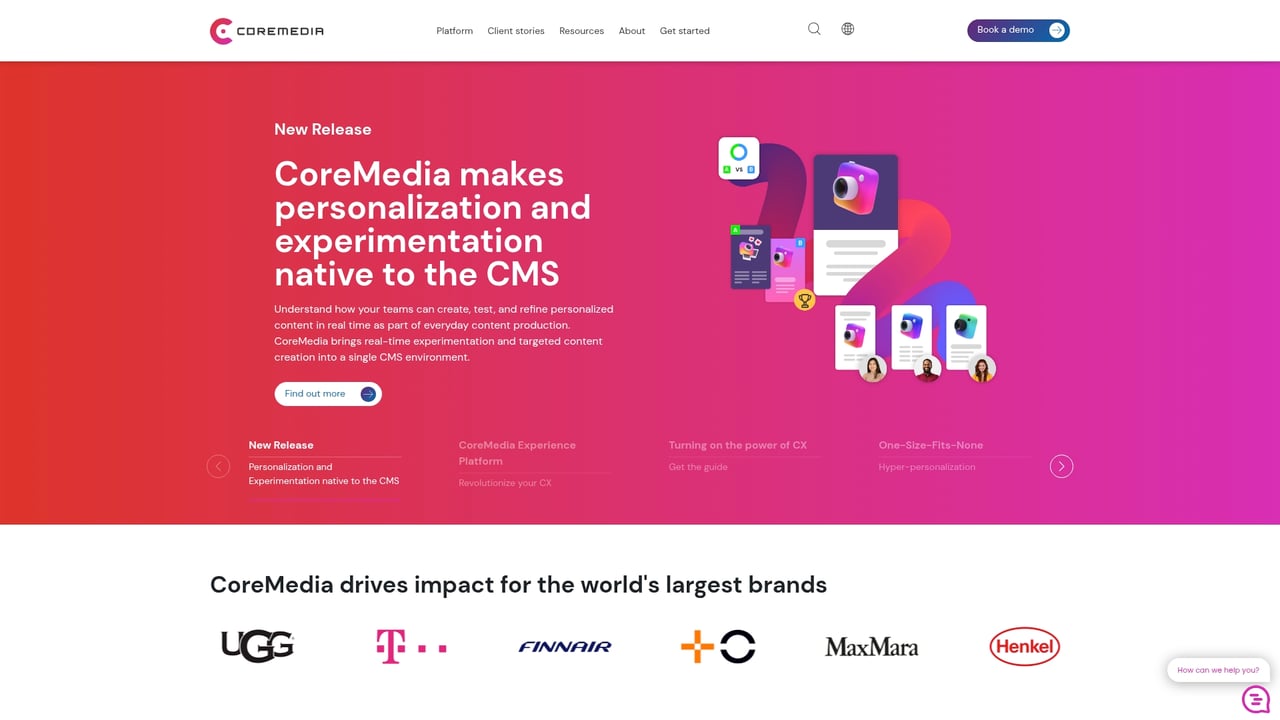 Screenshot of CoreMedia Content Cloud website