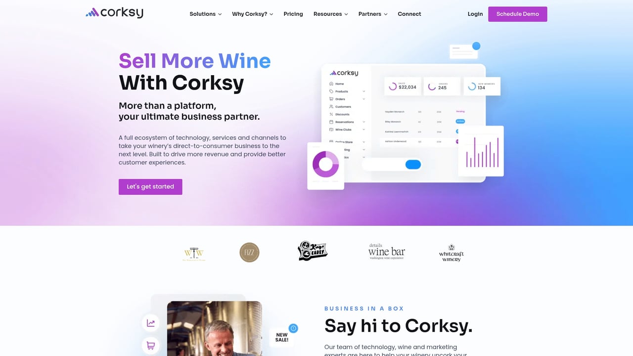 Screenshot of Corksy website