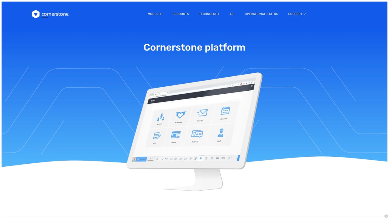 Screenshot of Cornerstone website