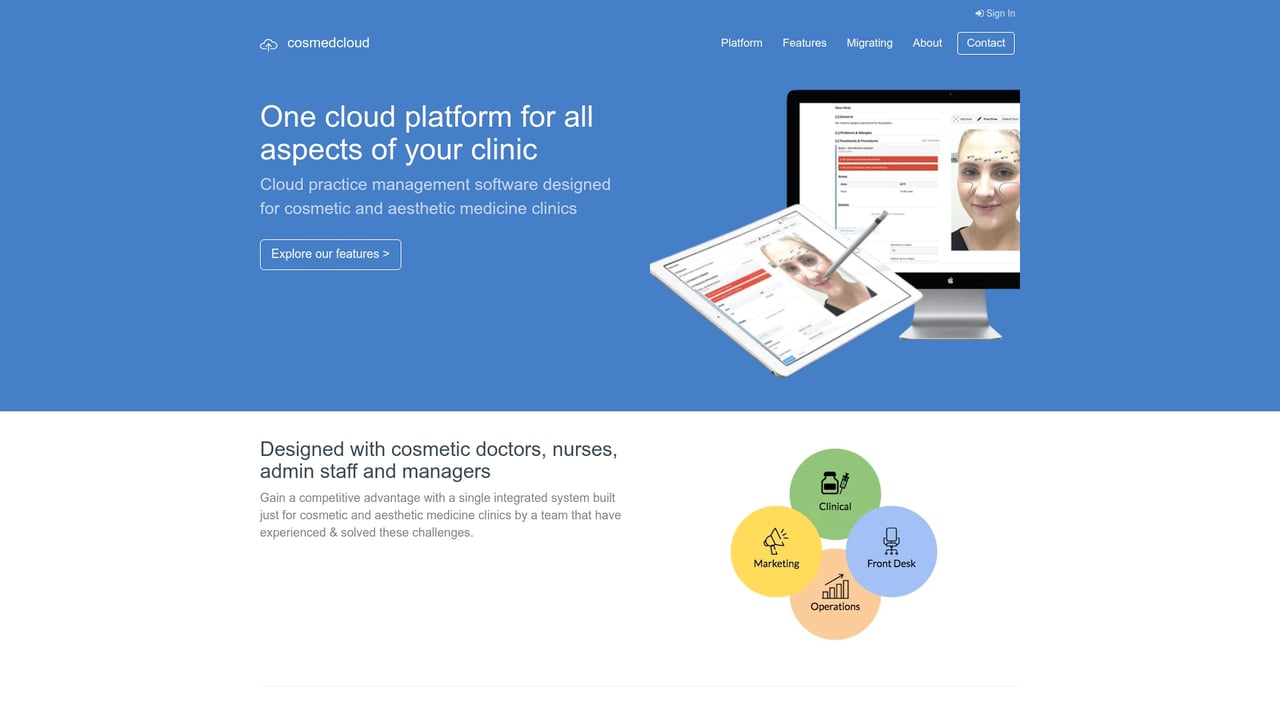 Screenshot of Cosmedcloud website
