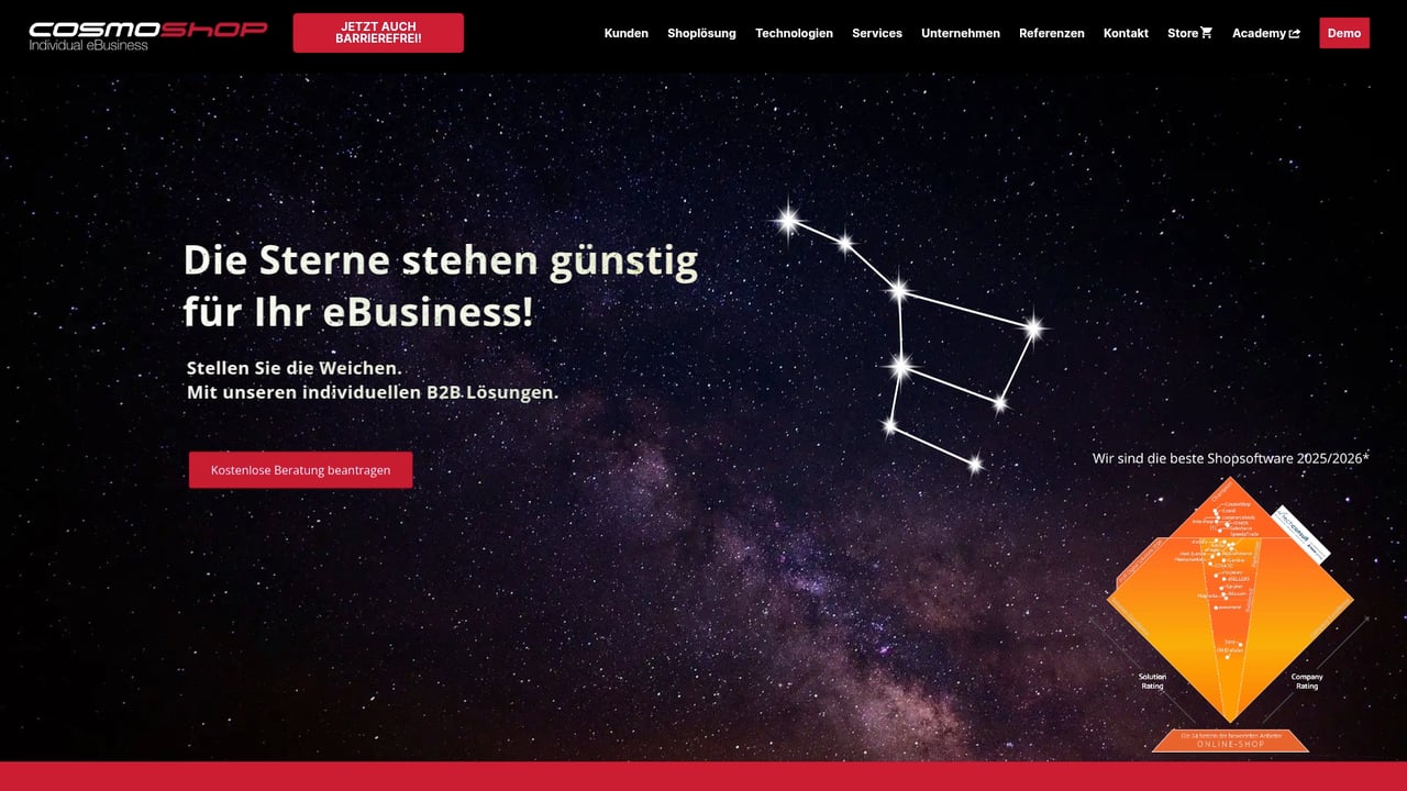 Screenshot of Cosmoshop website